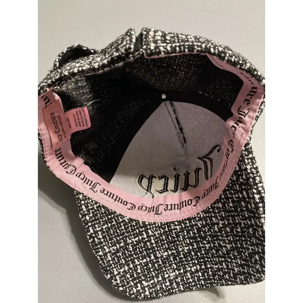 Juicy Couture Black And White Woven Baseball Cap Embroidered‎ JUICY Logo NWT
